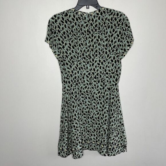 DEREK LAM 10 Crosby Dress Womens 8 Green Grommet Detail V-Neck Silk Blend Lined - Picture 6 of 12